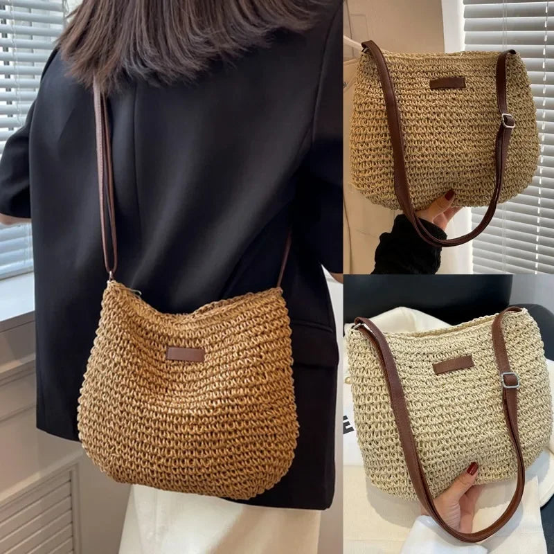 Summer Crossbody Straw Bag