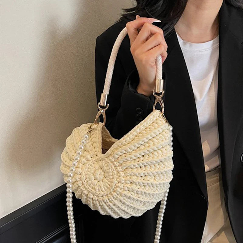 Luxury Hand-woven Shell Bag Women Seaside Conch Shell Messenger Bag