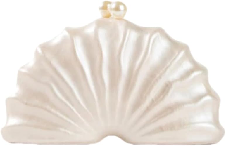 Women Acrylic Shell Shaped Clutch Luxury Marble Acrylic Evening Handbag Unique Chain Shoulder Bag Wedding Party Purses