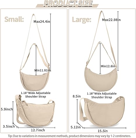 Nylon Crescent Crossbody Bag for Women Purses Trendy Men,Small Travel Sling Bag Hobo