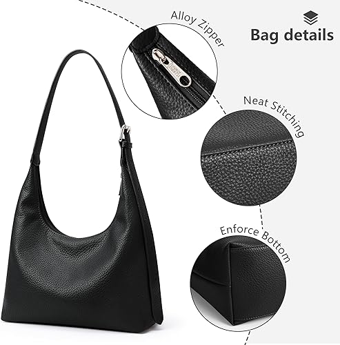 Crescent Tote Bag, Women Underarm Handbag Vegan Leather Zipper Shoulder Purse Hobo for Evening Shopping Casual
